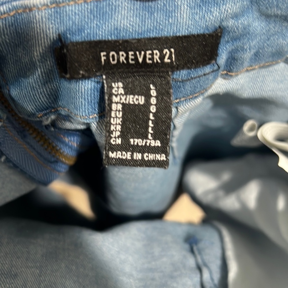 FOREVER 21 Skirts | Denim Minimalist Mod Distressed Women’s Mini Skirt | Large - Picture 2 of 6